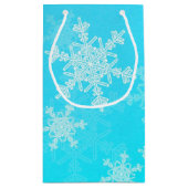 Blauwe Witte Sneeuwvlokken Minimalistische Kerstmi Klein Cadeauzakje (Achterkant)