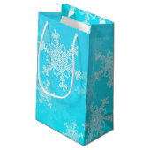 Blauwe Witte Sneeuwvlokken Minimalistische Kerstmi Klein Cadeauzakje (Achterkant Gekanteld)