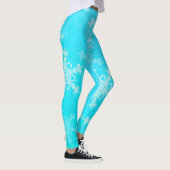 Blauwe Witte Sneeuwvlokken Minimalistische Kerstmi Leggings (Rechts)