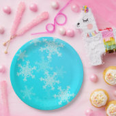 Blauwe Witte Sneeuwvlokken Minimalistische Kerstmi Papieren Bordje (Feest)