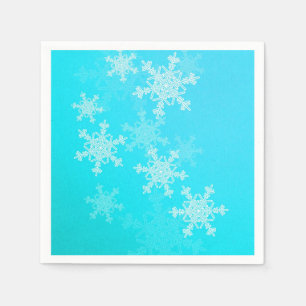 Blauwe Witte Sneeuwvlokken Minimalistische Kerstmi Servetten