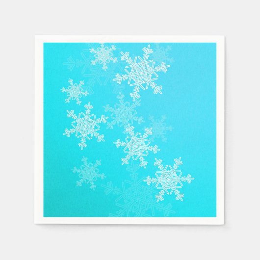 Blauwe Witte Sneeuwvlokken Minimalistische Kerstmi Servetten (Voorkant)