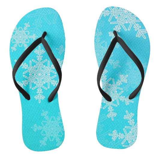 Blauwe Witte Sneeuwvlokken Minimalistische Kerstmi Teenslippers (Voetbed)
