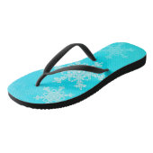 Blauwe Witte Sneeuwvlokken Minimalistische Kerstmi Teenslippers (Schuin)