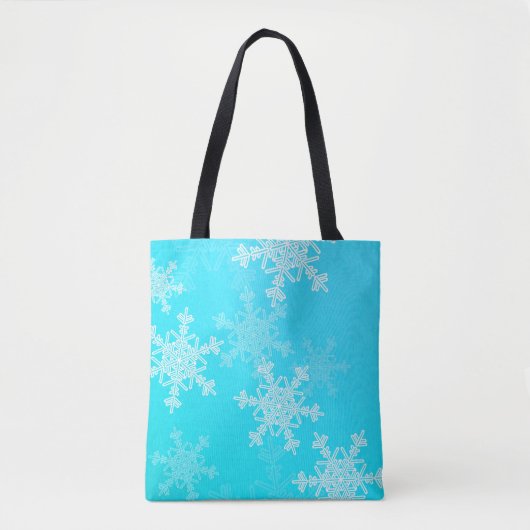 Blauwe Witte Sneeuwvlokken Minimalistische Kerstmi Tote Bag (Voorkant)