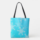 Blauwe Witte Sneeuwvlokken Minimalistische Kerstmi Tote Bag (Achterkant)