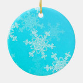 Blauwe witte sneeuwvlokken Minimalistische kerstna Keramisch Ornament (Achterkant)