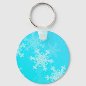 Blauwe witte sneeuwvlokken Minimalistische kerstna Sleutelhanger (Achterkant)