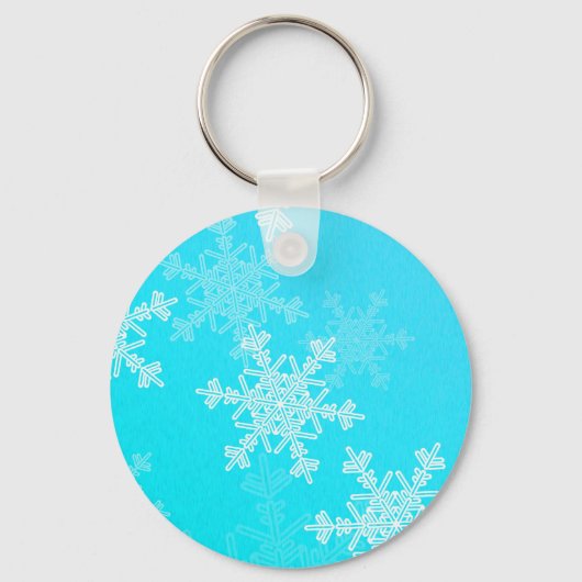 Blauwe witte sneeuwvlokken Minimalistische kerstna Sleutelhanger (Achterkant)