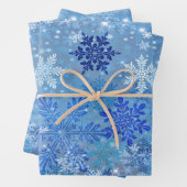 Blauwe witte sneeuwvlokken Ontwerpverlooppapierset Inpakpapier Vel (In situ)