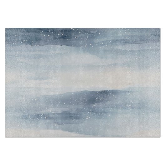 Blauwe witte sneeuwvlokken snijplank (Voorkant)