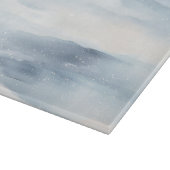 Blauwe witte sneeuwvlokken snijplank (Hoek)