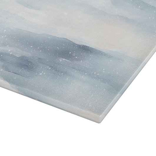 Blauwe witte sneeuwvlokken snijplank (Hoek)