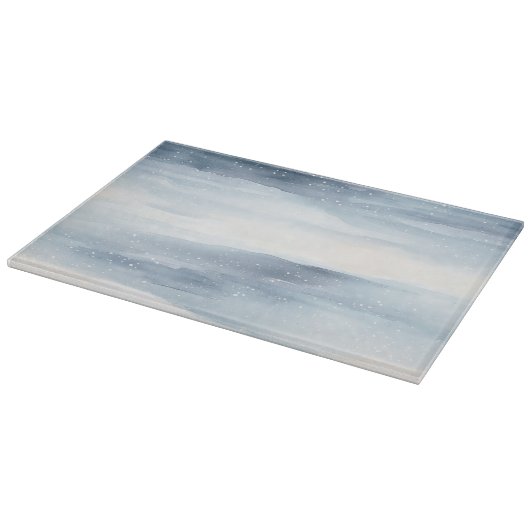 Blauwe witte sneeuwvlokken snijplank (Hoek)