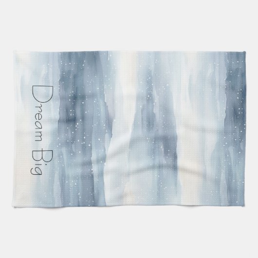 Blauwe witte sneeuwvlokken theedoek (Horizontaal)