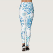 Blauwe witte sneeuwvlokpatroon leggings (Achterkant)