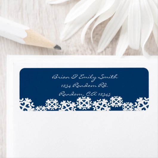 Blauwe witte snowflake kerstlabels etiket (Insitu)
