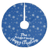 Blauwe witte snowflake printplaat kerstmis kerstboom rok (Voorkant)