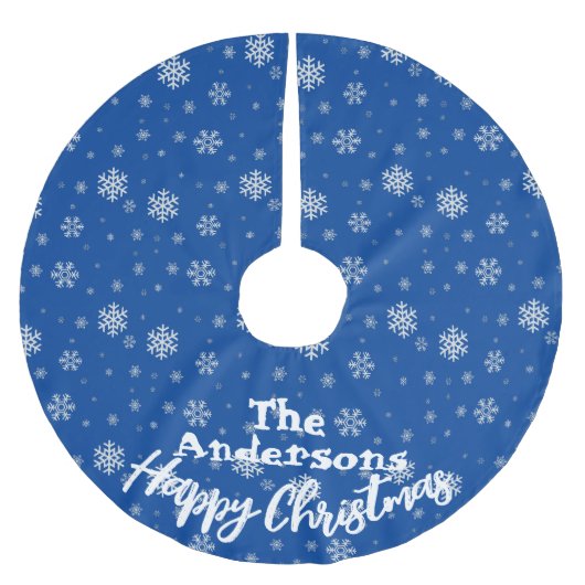 Blauwe witte snowflake printplaat kerstmis kerstboom rok (Voorkant)