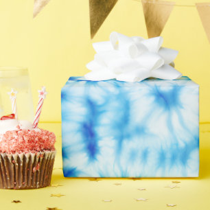 Blauwe Witte Spiraal Tie Dye Cadeaupapier
