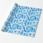 Blauwe Witte Spiraal Tie Dye Cadeaupapier (Uitgerold)
