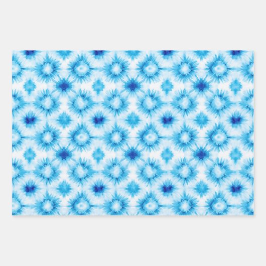 Blauwe Witte Spiraal Tie Dye Inpakpapier Vel (Voorkant 2)