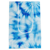 Blauwe Witte Spiraal Tie Dye Medium Cadeauzakje (Achterkant)