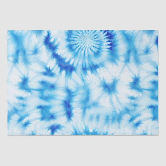 Blauwe Witte Spiraal Tie Dye Tissuepapier (Voorkant)