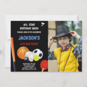 Blauwe Witte Sport Dag Uitnodigingen met foto (Voorkant)