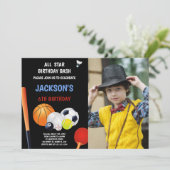 Blauwe Witte Sport Dag Uitnodigingen met foto (Staand voorkant)