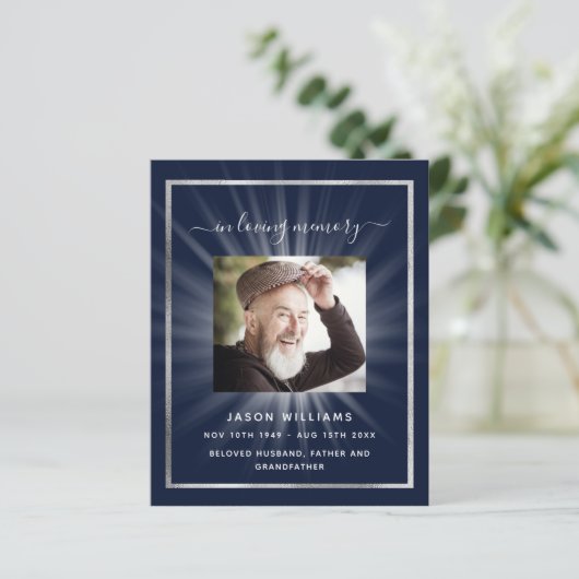 Blauwe witte ster foto begrafenisprogramma (Staand voorkant)