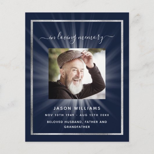 Blauwe witte ster foto begrafenisprogramma (Voorkant)