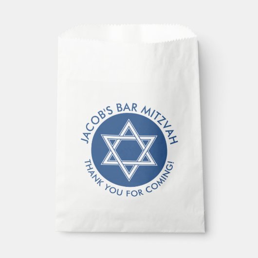Blauwe witte ster van David Bar Mitzvah Bedankzakje (Voorkant)