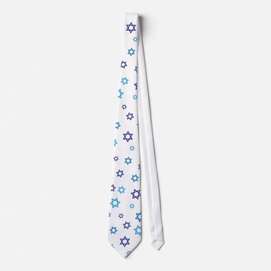 Blauwe witte ster van David patroon Stropdas (Voorkant)