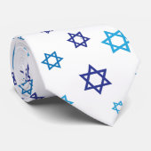Blauwe witte ster van David patroon Stropdas (Opgerold)