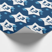 Blauwe Witte Sterren 13e Verjaardag Custom V17A2 Cadeaupapier (Hoek)