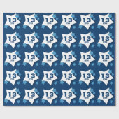 Blauwe Witte Sterren 13e Verjaardag Custom V17A2 Cadeaupapier (Vlak)