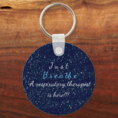 Blauwe witte sterren alleen ademhalingstherapie sleutelhanger (Voorkant)