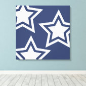 Blauwe witte sterren canvas afdruk (Insitu (Houten vloer))