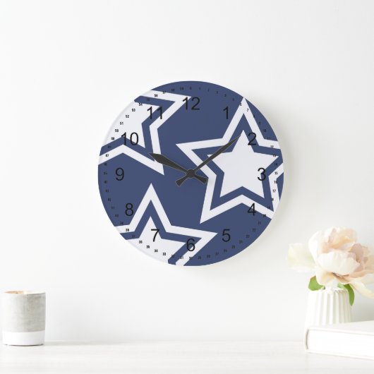 Blauwe witte sterren grote klok (Huis)