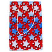Blauwe witte sterren op rood medium cadeauzakje (Voorkant)