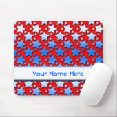 Blauwe witte sterren op rood muismat (Met muis)