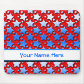 Blauwe witte sterren op rood muismat (Voorkant)