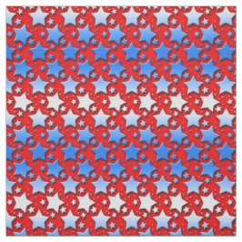 Blauwe witte sterren op rood stof