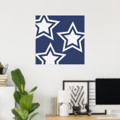 Blauwe witte sterren poster (Thuiskantoor)