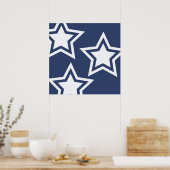 Blauwe witte sterren poster (Keuken)