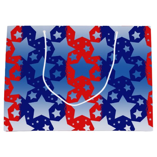 Blauwe witte sterren Rode blauwe strepen Large Cadeautasje (Voorkant)