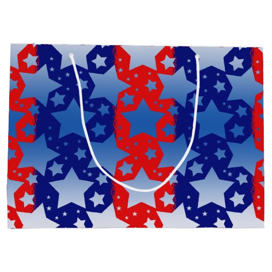 Blauwe witte sterren Rode blauwe strepen Large Cadeautasje (Achterkant)