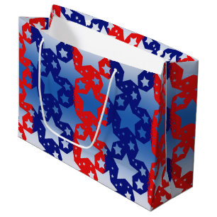 Blauwe witte sterren Rode blauwe strepen Large Cadeautasje
