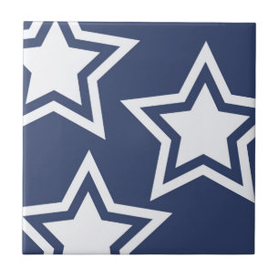 Blauwe witte sterren tegeltje